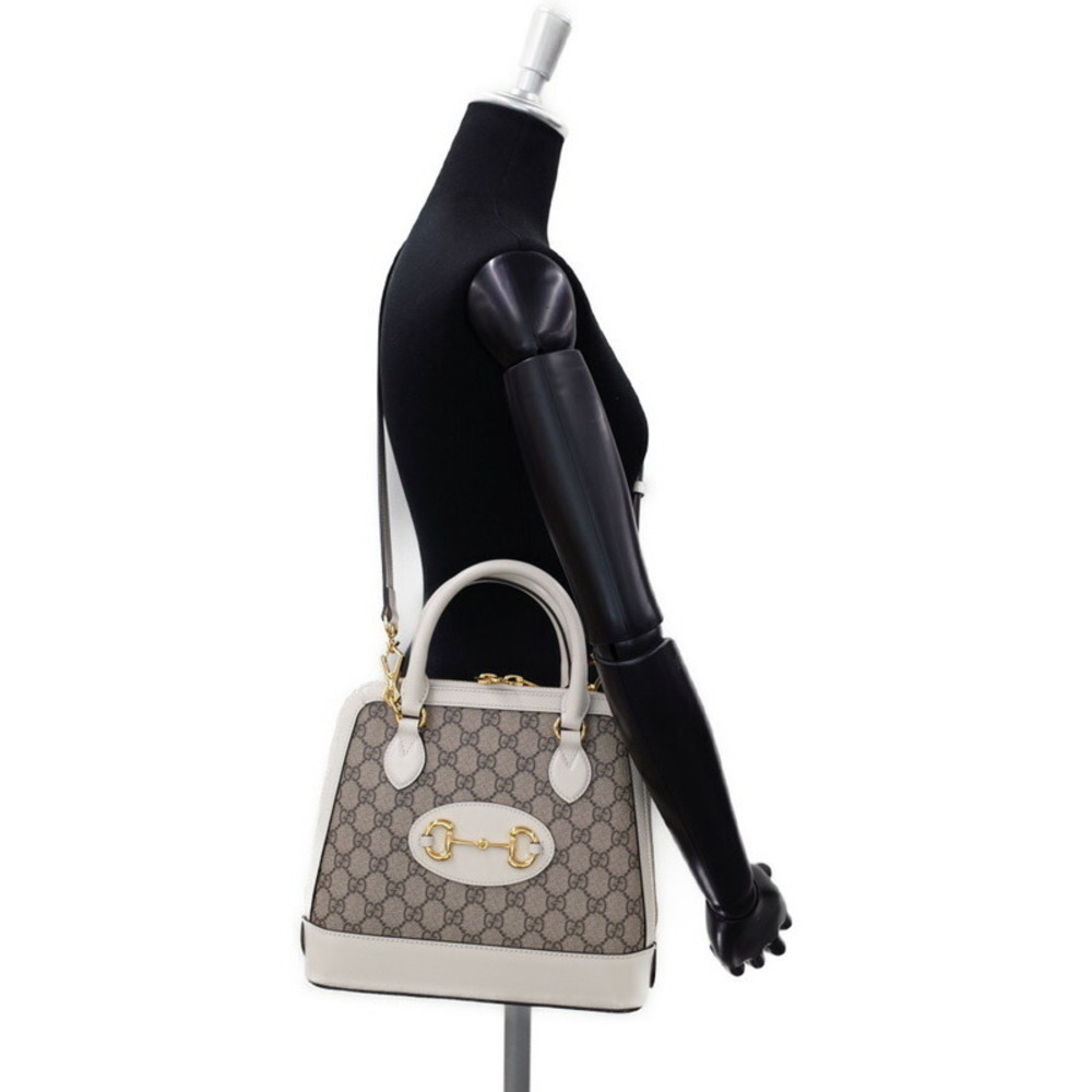 Gucci Horsebit 1955 Top Handle Bag beige ebony GG Supreme canvas white - Picture 9 of 9